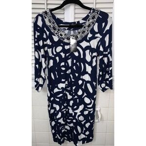 BCBG Max Aztria Triellis Navy White Dress